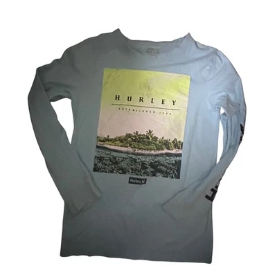 Hurley Kids Long Sleeve Graphic T Shirt Island Scene Boys Medium - Image 1 of 3