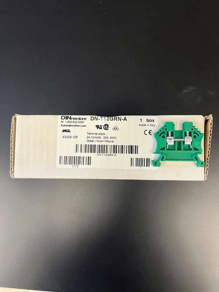 Automation Direct, Dinnectors DN-T12GRN-A, Terminal Block (Box of 100) - Image 1 of 1