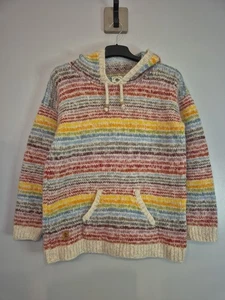 Pachamama Langtang Stripe Knitted Hoodie Handmade Wool Mohair Blend  Medium - Picture 1 of 10