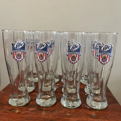 Chivas Guadalajara Pilsner Glass Miller Lite Cerveza Bar Fútbol Lote De 12 Adultos Foto 1 de 4
