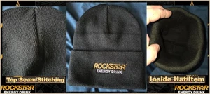 Rockstar Energy Drink Gold Logo Black Cuffed Beanie Hat Pepsi Co GREAT SHAPE - Picture 1 of 9
