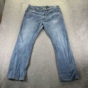 Buffalo David Bitton Evan Jeans Mens 36x30 Blue Cotton Denim Straight Slim Faded - Picture 1 of 10
