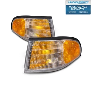 Headlights Pair w/Amber Reflector Left Right Set Fits Ford Mustang 1994-1998 - Picture 1 of 4