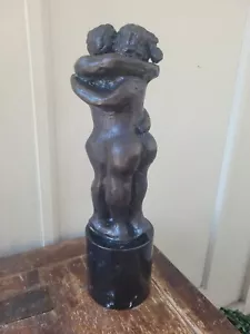*ESTATUA RARA Gene Adcock Bronce/MÁRMOL 14.5" Escultura Firmada 6/20 "AMANTES" 9LBS - Imagen 1 de 24