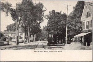 Stoneham, Massachusetts Postcard "MAIN STREET" Trolley Streetcar - 1920 Cancel - Picture 1 of 2