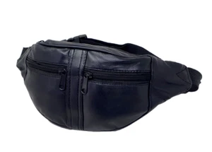 Echte weiche schwarze Leder Taille Tasche Reisetasche Geld Gürtel Fanny Pack 1003 - Bild 1 von 8
