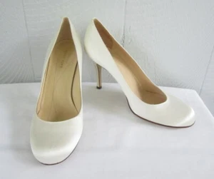 Kate Spade Designer Bridal Dress Evening Heels Pump New York Ivory Satin 8.5 NEW - Picture 1 of 12
