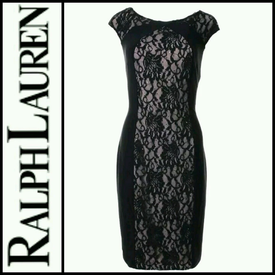 Lauren Ralph Lauren Ivory Crochet Lace Overlay Sleeveless Dress 12 M3020