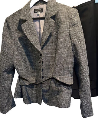 Traje Falda Giorgio Sant Angelo 2 Piezas Gris Negro Talla 16 Lana Foto 1 de 4