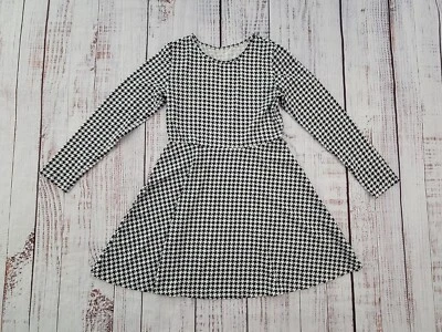 Children's Place Black & White Houndstooth Long Sleeve Skater Dress Girls XL - Image 1 of 4