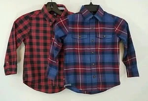 Lot Of 2 Boys Baby Gap 5 Years Button Down Long Sleeve Plaid Shirts - Picture 1 of 11
