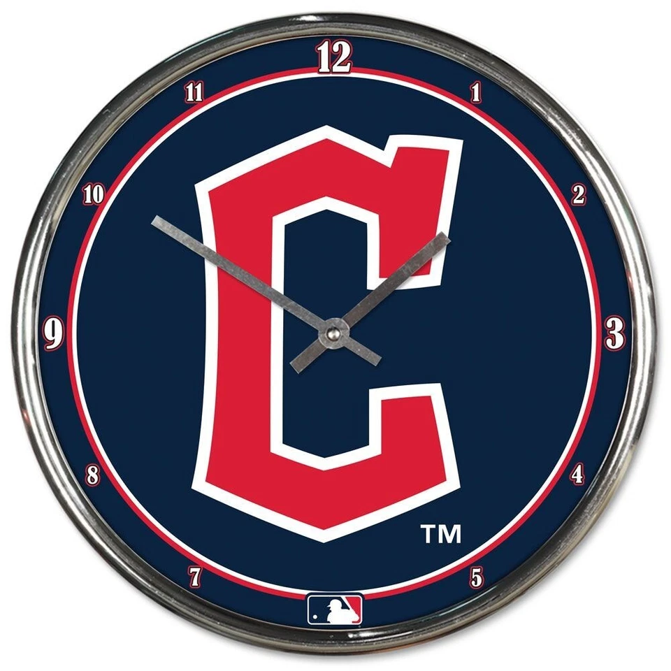 CLEVELAND GUARDIANS LOGO 12" CHROME ROUND WALL CLOCK NEW WINCRAFT ⚾ - Image 1 of 1