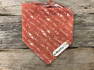 Dog Bandana, Sticks and Stones Rustic, White Leather Personalized Name Tag - Picture 1 of 6