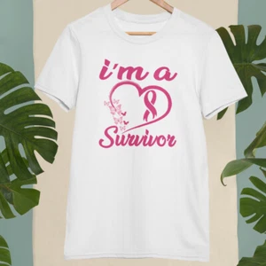 I Am a Survivor Hearts Butterflies Breast Cancer Awareness Heart T-shirt Gifts - Picture 1 of 22