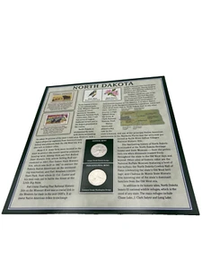 North Dakota Roosevelt National Park Coin with Stamps on Commemorative Card - Picture 1 of 2