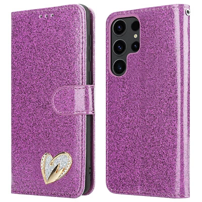 For Samsung Galaxy S23 Ultra S23 S23+ Phone Case Shiny Leather Flip Wallet Cover - Image 1 of 4