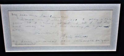 CARTA AUTOGRAFIADA ENMARAÑADA Y ENMARCADA DE WALTER JOHNSON FIRMADA CERTIFICADA JSA Foto 1 de 2