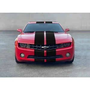 9" BLACK CARBON FIBER VINYL RALLY STRIPES RACING STRIPE KIT For CHEVY CAMARO - Picture 1 of 2