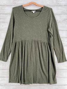 J. Jill Pure Jill Kleid Damen mittelgrün Babydoll gestreift Jersey Strick - Bild 1 von 13