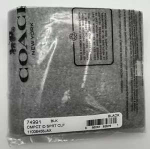 NWT Coach 74991 Men's 3 In 1 Compact ID Wallet in Sport Calf Leather Black - Picture 1 of 6