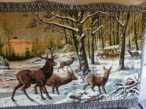 Stag/Elk Vintage Wall Hanging or Table Runner Made in Italy 48 X 65" - Picture 1 of 8