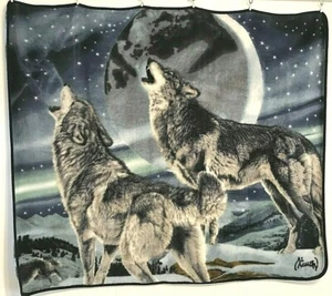 Al Agnew Howling Wolf Wolves Pack Plush Throw Blanket 58" x 48" Husky Dogs - Picture 1 of 3