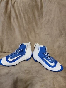 Nike Alpha Huarache Elite Max Air Mid Blue Metal Spikes Baseball Cleats Sz 13.5 - Picture 1 of 5
