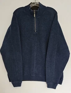 Tommy Bahama Mens Navy Blue Quarter Zip Ribbed Cotton LS Pullover Sweater Sz XL - Picture 1 of 6