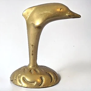 Vintage Cast Brass Dolphin Jumping Mini Figure 2.5" Tall Miniature Solid - Picture 1 of 6