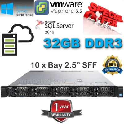 Dell PowerEdge R620 E5-2680 3.50GHz Turbo 32GB DDR3 240GB SSD - 2x900GB 10K - Image 1 of 4