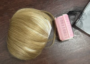 DinkyTims 100% Echthaar Pony Haarspange Extensions mit Haarroller, blond - Bild 1 von 2