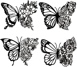 4 Pcs Butterfly Metal Wall Decor Boho Butterfly Decoration Wall Art Iron Hang... - Picture 1 of 7
