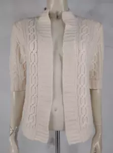 Theory ivory cream 100% Cashmere cable knit open front cardigan ladies Medium - Picture 1 of 8