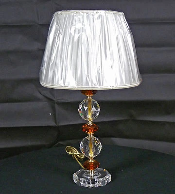 Lampada da tavolo in cristallo vetro trasparente e rosso con paralume ART.LU12 - Immagine 1 di 2