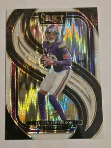 2024 Panini Select Justin Jefferson /199 Premier Level White Prizm Shock Vikings - Picture 1 of 4