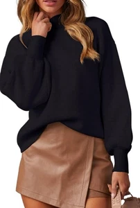 WEACZZY Maglione Casual Finto Collo Manica Lunga Lanterna Pullover Leggero XXL - Foto 1 di 5