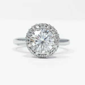 Tacori runder Lab Created Diamant Halo Platin Kathedrale Verlobungsring Größe 6 - Bild 1 von 10