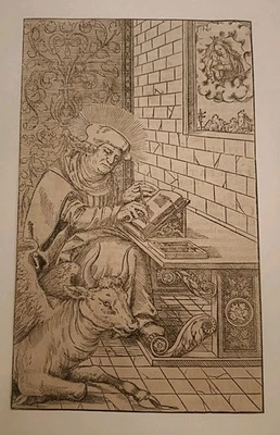 Old Master Print Woodcut Lucas Cranach The Younger St Luke in his Study 1540 - Image 1 of 2