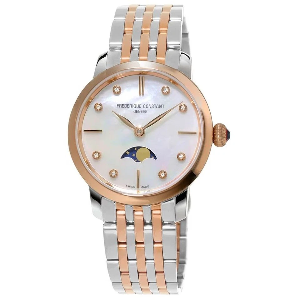 Frederique Constant Analogue Slimline Moonphase Women's Watch FC-206MPWD1S2B - Image 1 of 1