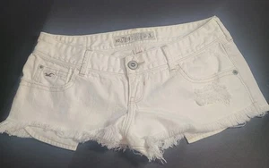 Hollister Womens Jean Shorts Size 3 White Low Rise Distressed Y2K - Picture 1 of 7