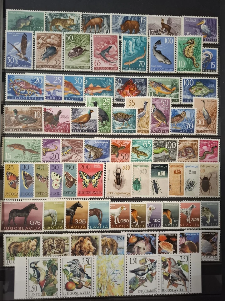YUGOSLAVIA Fauna Peces Aves Insectos 1954-1956-1958...1997 ** 11 MNH Juegos c... - Imagen 1 de 4