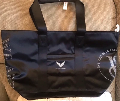 Victoria Secret Black Rhinestone Bling Fashion Show Tote Weekender Bag 2024 - Image 1 of 4