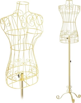 SHAREWIN Wire Dress Form,Gold Metal Steel with Detachable Base,Adjustable Height - Image 1 of 4