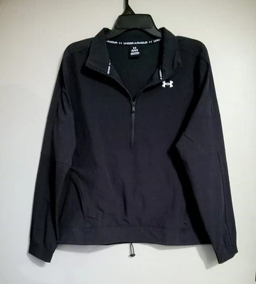 UNDER ARMOUR 1/2  Zip Black Windbreaker Jacket Womens Size XL Polyester Pockets  - Image 1 of 4