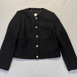 J. Giacca tweed Crew Factory taglia 12 nera preppy oro con bottoni vecchi soldi - Foto 1 di 10
