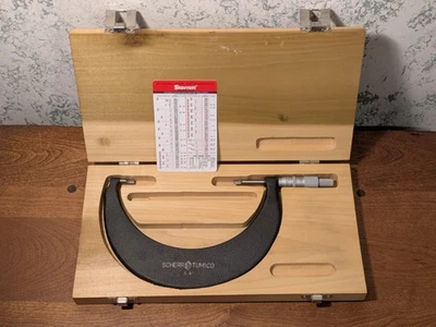 Scherr Tumico 5-6 Inch BLADE Micrometer w/ Case - CARBIDE FACES - .0001 Grads - Image 1 of 4