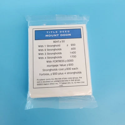 Lord Of The Rings Monopoly Trilogy Edition Deed Cards Replacement Pack New OEM - Image 1 of 2