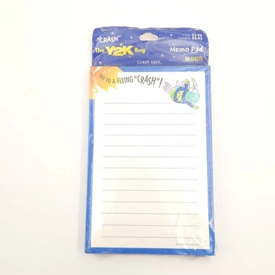 Vintage The Y2K Bug Crash Notepad Memo To Do 80 Sheets Hallmark Cards Inc Sealed - Image 1 of 4