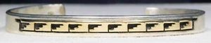 NAVAJO P. SKEET STERLING, 14K GOLD CUFF BRACELET, Estate - Picture 1 of 4