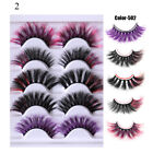 Colored Eyelashes Colorful Faux Lashes in Bulk 5 Pairs Red, Green, Yellow, Pin `